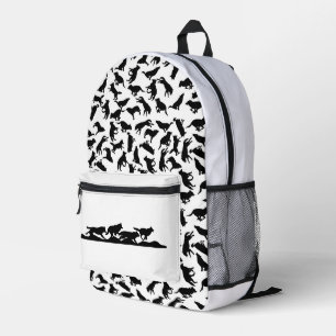 Schwarzer Wolf Silhouette Wild läuft mit dem Pack Bedruckter Rucksack