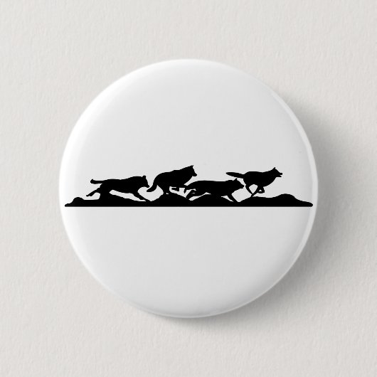 Schwarzer Wolf Silhouette Wild läuft mit dem Pack Button (Vorderseite)