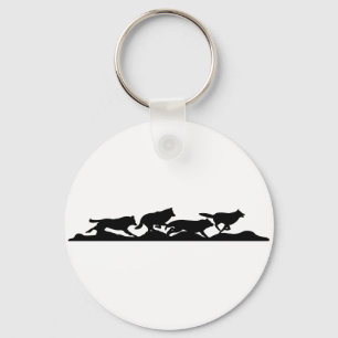 Schwarzer Wolf Silhouette Wild läuft mit dem Pack Schlüsselanhänger