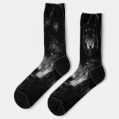 Schwarzer Wolf Socken Crew Socken (Linkes Detail)