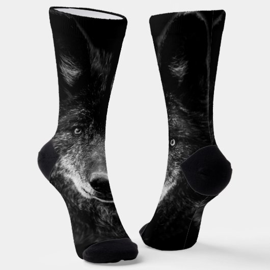 Schwarzer Wolf Socken Crew Socken (Gewinkelt)
