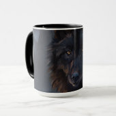 Schwarzer Wolf Tasse (Vorderseite Links)