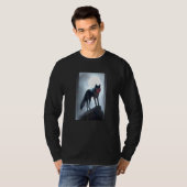 Schwarzer Wolf unheimlich Gothic Tier T-Shirt (Vorne ganz)