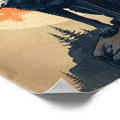 Schwarzer Wolf unter dem Blutmond Poster (Ecke)