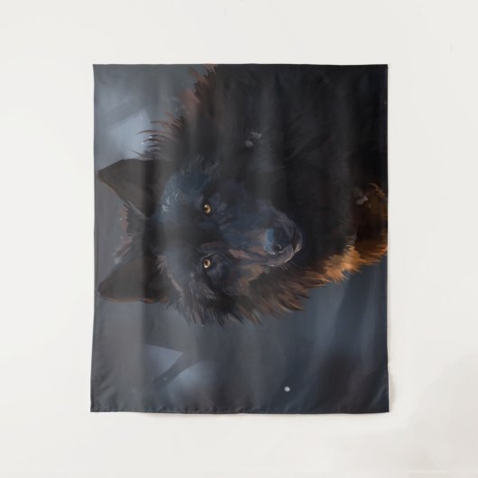 Schwarzer Wolf Wandteppich (Vorderseite)