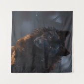 Schwarzer Wolf Wandteppich (Vorderseite (Horizontal))