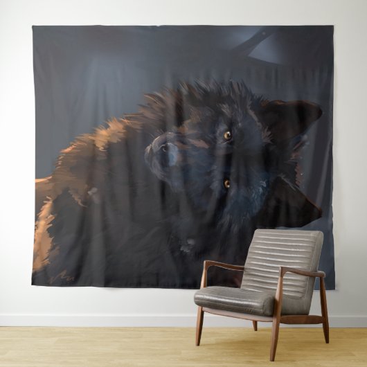 Schwarzer Wolf Wandteppich (Beispiel (Horizontal))