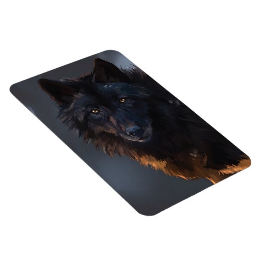 Schwarzer Wolf, Wolf, Wildtier, Tiere, großer Wolf Magnet (Rechte Seite)