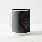 Schwarzer Wolf Zweifarbige Tasse (Vorderseite Links)
