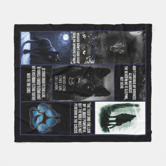 Schwarzer Wolfsklotz, Tiergeschenk für Liebe Fleecedecke (Vorderseite (Horizontal))