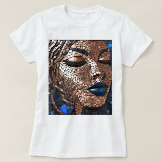 Schwarzer Woman Blue Copper Mosaik T - Shirt (Design vorne)