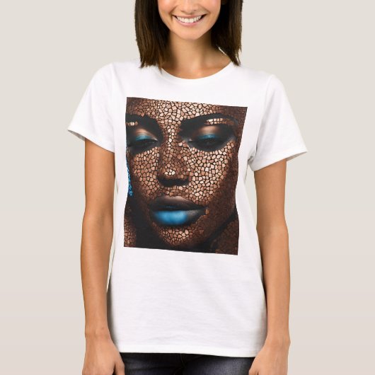 Schwarzer Woman Blue Copper Mosaik T - Shirt (Vorderseite)