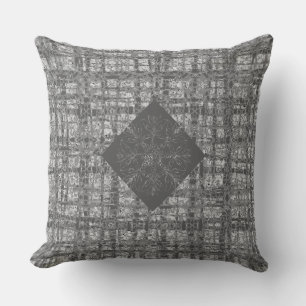 Schwarzer X's und O's Pattern Gray Karo Kissen