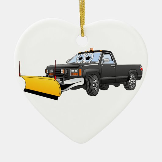 Schwarzer Y Pick Up LKW Schneefräse Cartoon Keramik Ornament (Vorne)