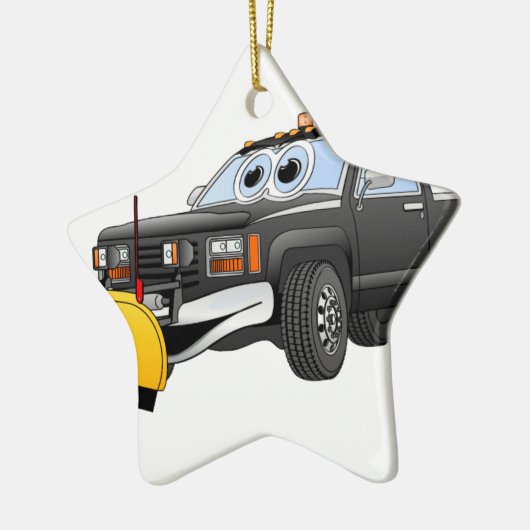 Schwarzer Y Pick Up LKW Schneefräse Cartoon Keramikornament (Links)