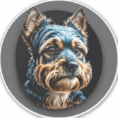 Schwarzer Yorkshire Terrier Aufkleber (Vorderseite)