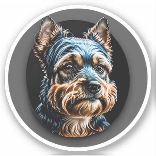 Schwarzer Yorkshire Terrier Aufkleber (Vorderseite)