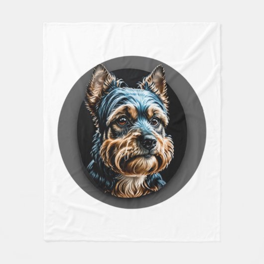 Schwarzer Yorkshire Terrier Fleecedecke (Vorderseite)