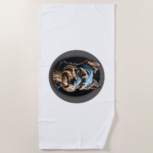 Schwarzer Yorkshire Terrier Strandtuch (Vorderseite)