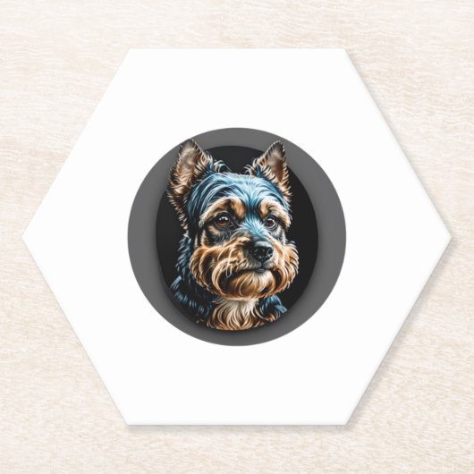 Schwarzer Yorkshire Terrier Untersetzer (Vorderseite)
