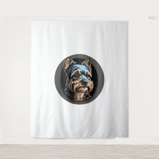 Schwarzer Yorkshire Terrier Wandteppich (Vorderseite)