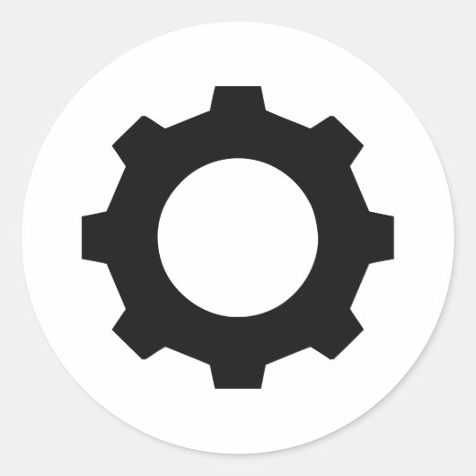 schwarzer Zahnradzahn Runder Aufkleber (Vorderseite)