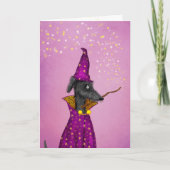 Schwarzer Zauberhund Geburtskarte Karte (Vorderseite)