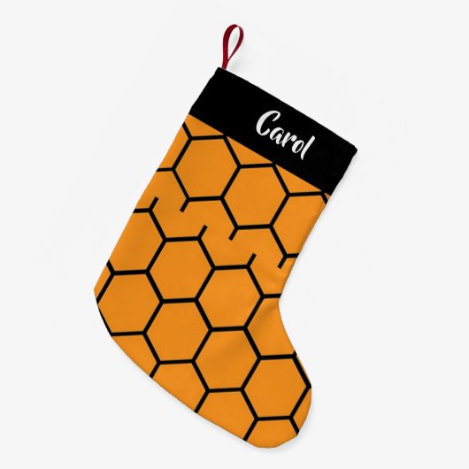 Schwarzer Zaun auf Orange Kleiner Weihnachtsstrumpf (Vorderansicht (hängend))