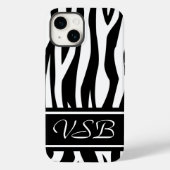 Schwarzer Zebra-Druck mit Monogramm Case-Mate iPhone Hülle (Rückseite)