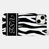 Schwarzer Zebra-Druck mit Monogramm Case-Mate iPhone Hülle (Rückseite (Horizontal))