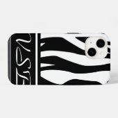 Schwarzer Zebra-Druck mit Monogramm iPhone Hülle (Rückseite (Horizontal))