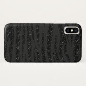 Schwarzer Zebra-Glitzer Case-Mate iPhone Hülle (Rückseite (Horizontal))