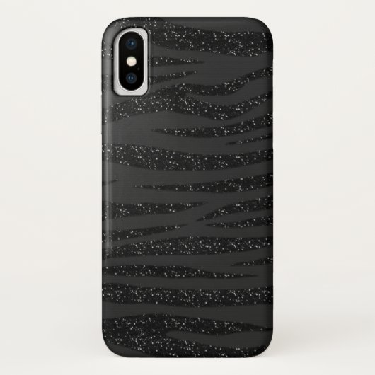 Schwarzer Zebra-Glitzer Case-Mate iPhone Hülle (Rückseite)
