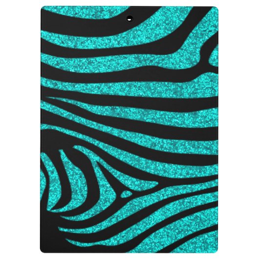 Schwarzer Zebra Stripes Monogramm-aquamarinen Klemmbrett (Rückseite)