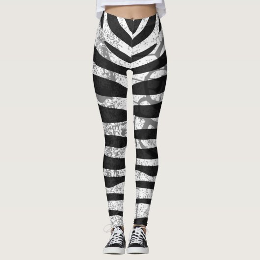 Schwarzer Zebradruck Leggings (Vorderseite)