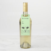 Schwarzer Zeichn von Cat Face Long Whiskers Green Flaschenanhänger (Auf Flasche)