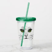 Schwarzer Zeichn von Cat Face Whiskers Green Eyes Acryltrinkbecher (Rückseite)