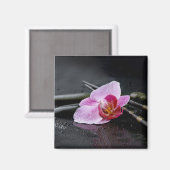 Schwarzer Zen-Orchid Magnet (Vorderseite/Rückseite)