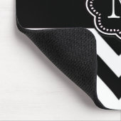 Schwarzer Zickzack Damast personalisiertes Mousepad (Ecke)