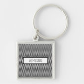 Schwarzer Zickzack Personalisierter Schlüsselanhän Schlüsselanhänger (Vorne)