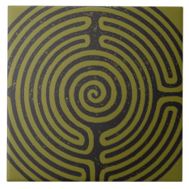Schwarzer Zirkel Labyrinth (Olive) Kunst, Dichtung Fliese