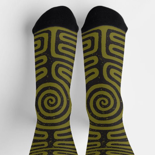 Schwarzer Zirkel Labyrinth (Olive) Kunst, Dichtung Socken (Oben)