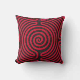 Schwarzer Zirkel Labyrinth (Rot) Kunst und Kunst Kissen
