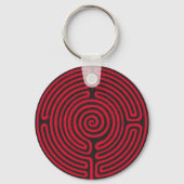 Schwarzer Zirkel Labyrinth (Rot) Kunst und Kunst Schlüsselanhänger (Rückseite)