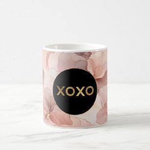 Schwarzer Zirkel Rosa Bläschen Bläschen Gold Glitz Kaffeetasse