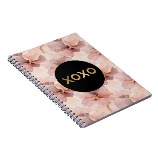 Schwarzer Zirkel Rosa Bläschen Bläschen Gold Glitz Notizblock (Rechte Seite)