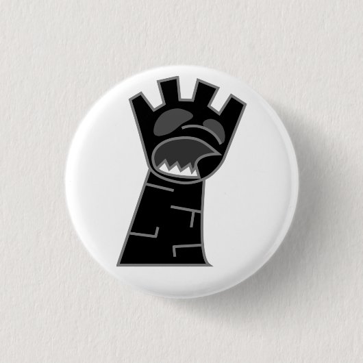 Schwarzer Zombie-Turm-Knopf Button (Vorderseite)