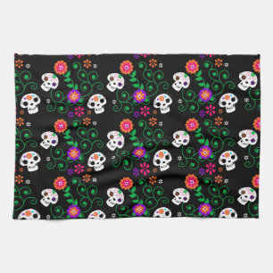 schwarzer Zuckerschädel Geschirrtuch