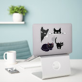 Schwarzer zugeschnittener Vinyl-Aufkleber Aufkleber (Laptop auf Schreibtisch)