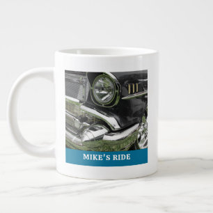 Schwarzes 1957er Chevy-Auto, Name/Nachricht, Ihr F Jumbo-Tasse